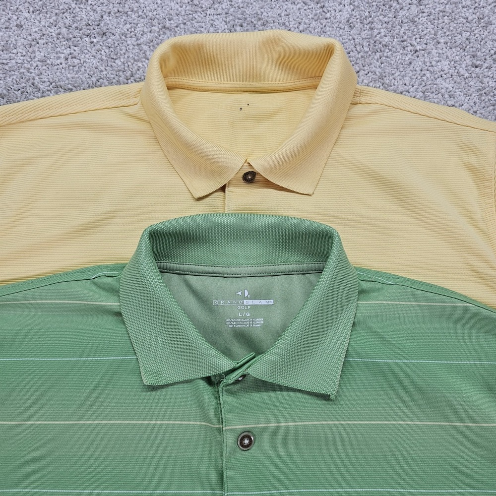 Grand Slam Performance Men's Golf Polo BUNDLE Size Large Green And Yellow Casual - Picture 1 of 14
